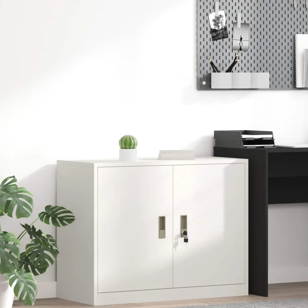 vidaXL Opbergkast Wit 90 x 40 x 70 cm Staal