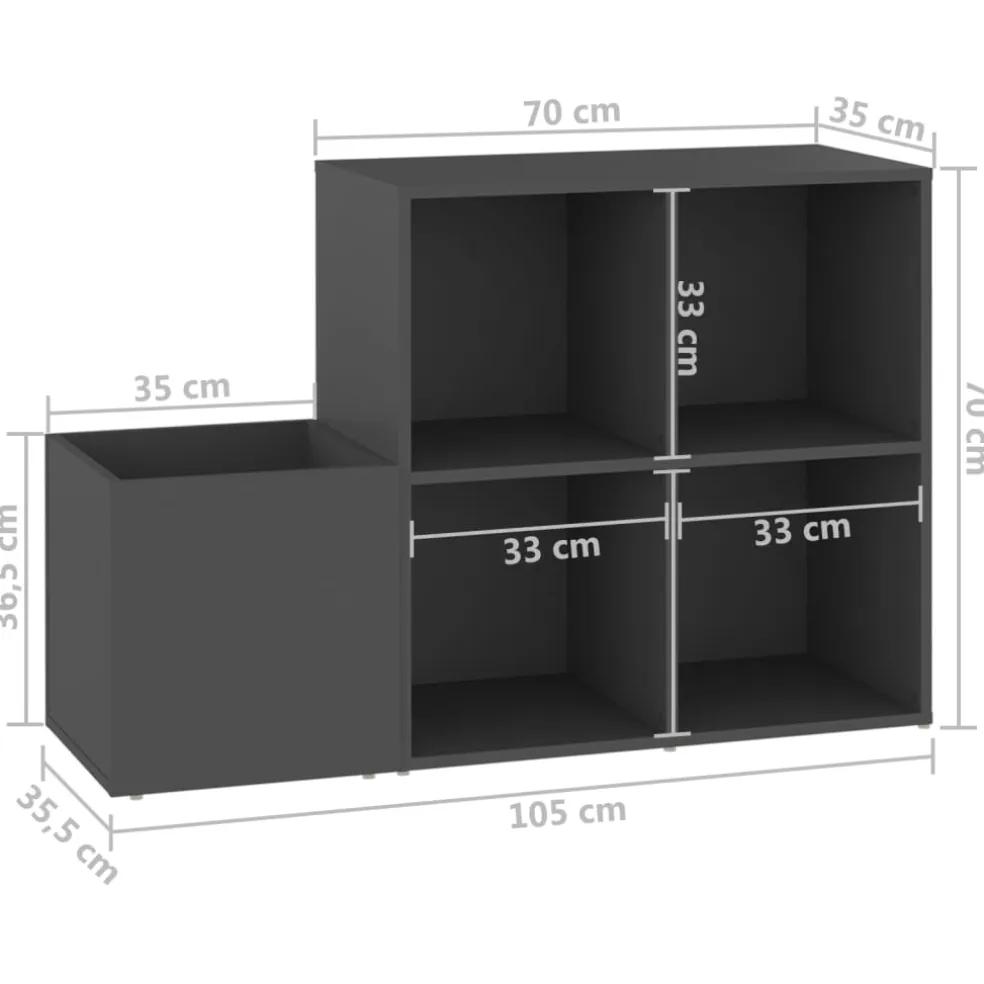 vidaXL Opbergkast 105x35,5x70 cm bewerkt hout grijs