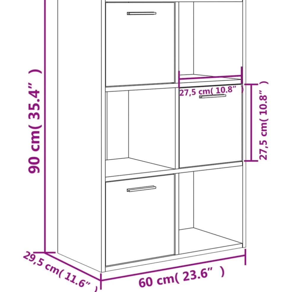 vidaXL Opbergkast 60x29,5x90 cm bewerkt hout sonoma eikenkleurig