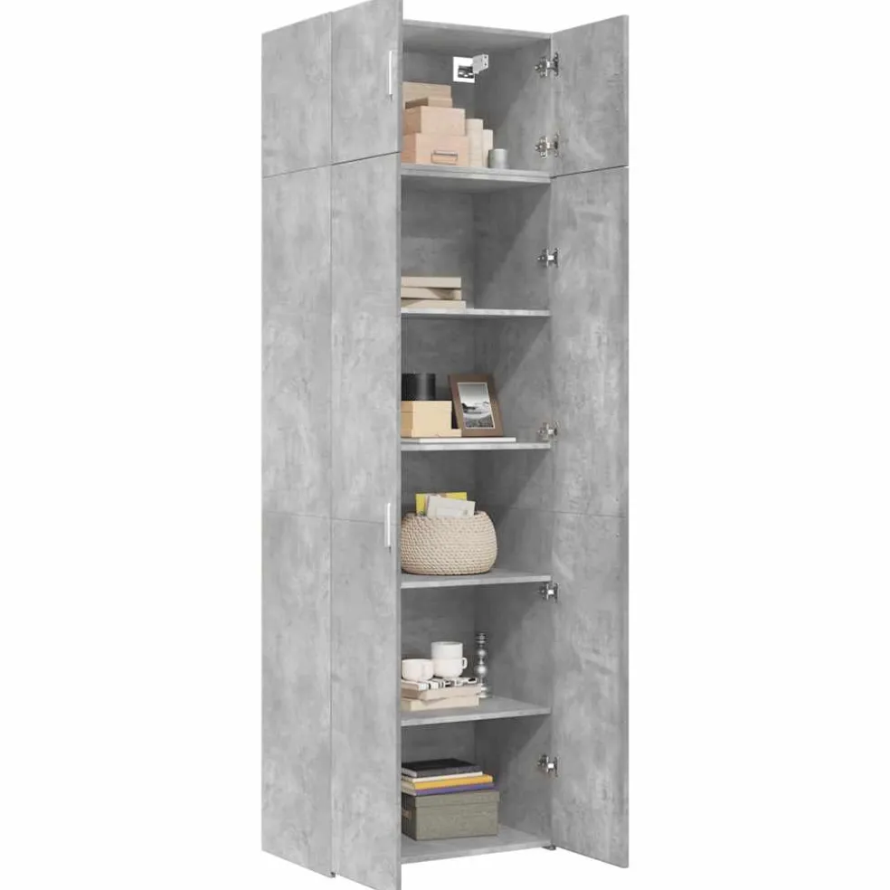 vidaXL Opbergkast 70x42,5x225 cm bewerkt hout betongrijs