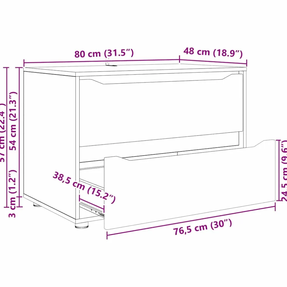 vidaXL Opbergkast 80 x 48 x 57 cm Bewerkt hout Hoogglans wit