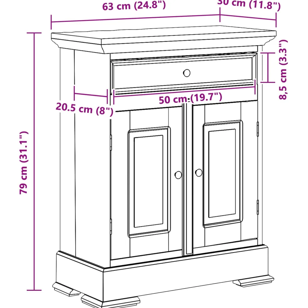 vidaXL Opbergkast 63 x 30 x 79 cm Massief Mahoniehout