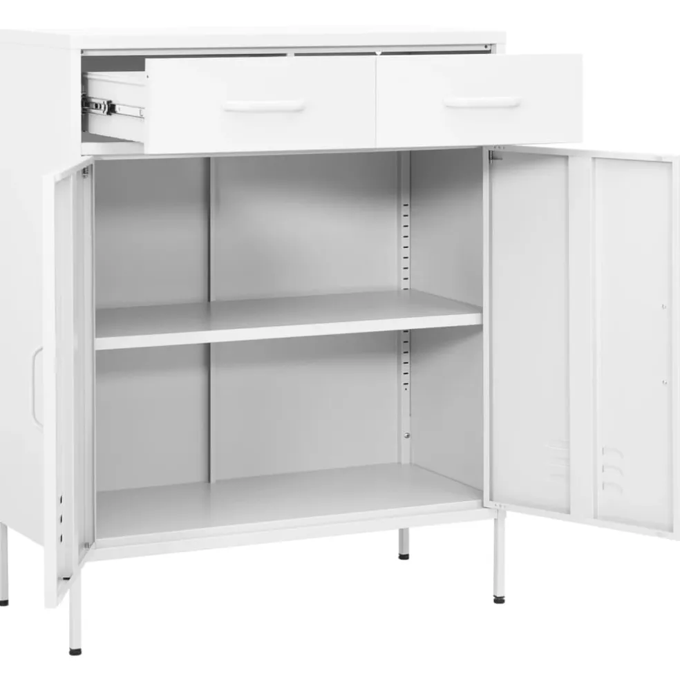 vidaXL Opbergkast 80x35x101,5 cm staal wit