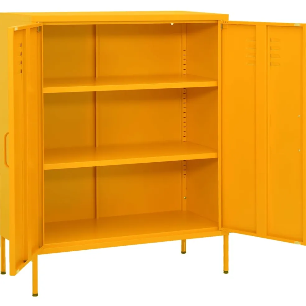 vidaXL Opbergkast 80x35x101,5 cm staal mosterdgeel