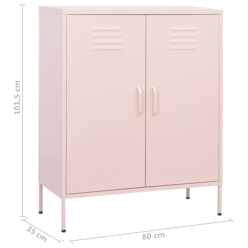 vidaXL Opbergkast 80x35x101,5 cm staal roze