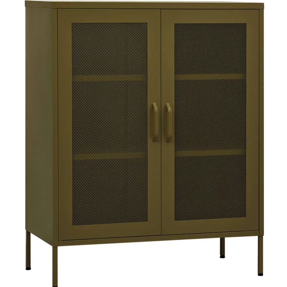 vidaXL Opbergkast 80x35x101,5 cm staal olijfgroen
