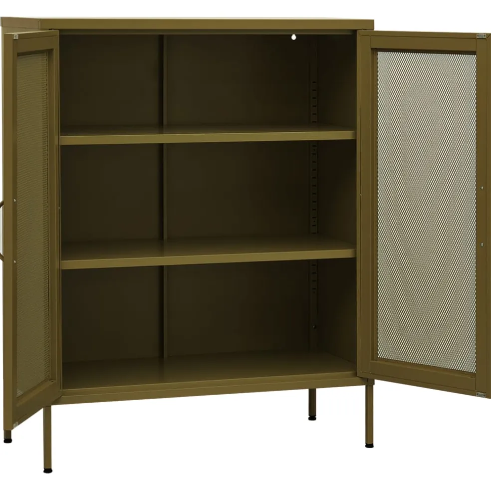 vidaXL Opbergkast 80x35x101,5 cm staal olijfgroen
