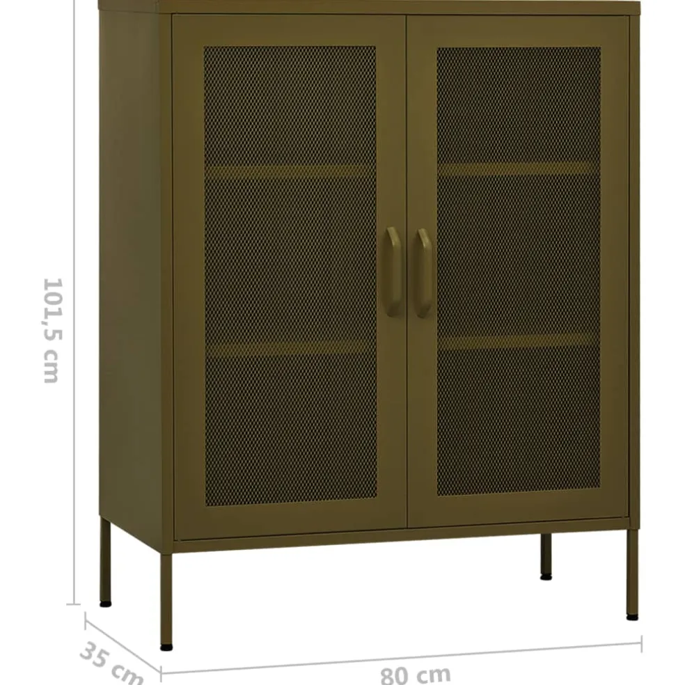 vidaXL Opbergkast 80x35x101,5 cm staal olijfgroen