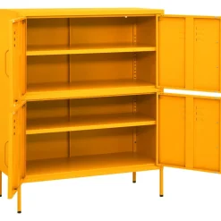 vidaXL Opbergkast 80x35x101,5 cm staal mosterdgeel
