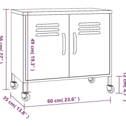 vidaXL Opbergkast 60x35x56 cm staal roze