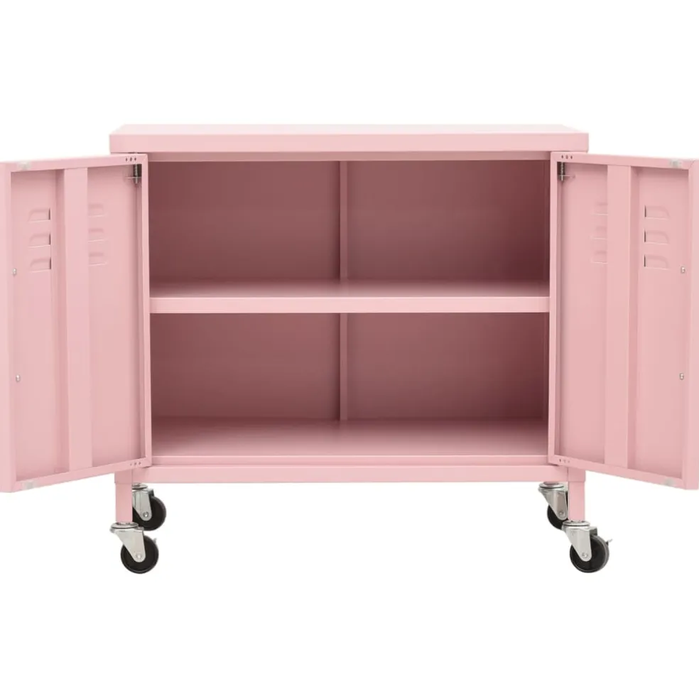 vidaXL Opbergkast 60x35x56 cm staal roze