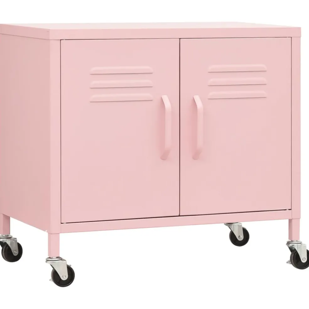 vidaXL Opbergkast 60x35x56 cm staal roze
