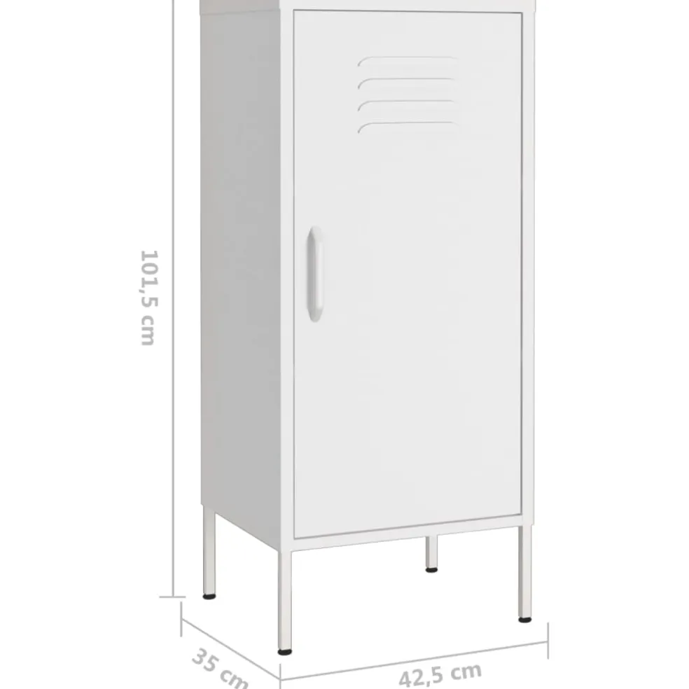 vidaXL Opbergkast 42,5x35x101,5 cm staal wit