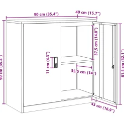 vidaXL Opbergkast Zwart 90 x 40 x 90 cm Staal