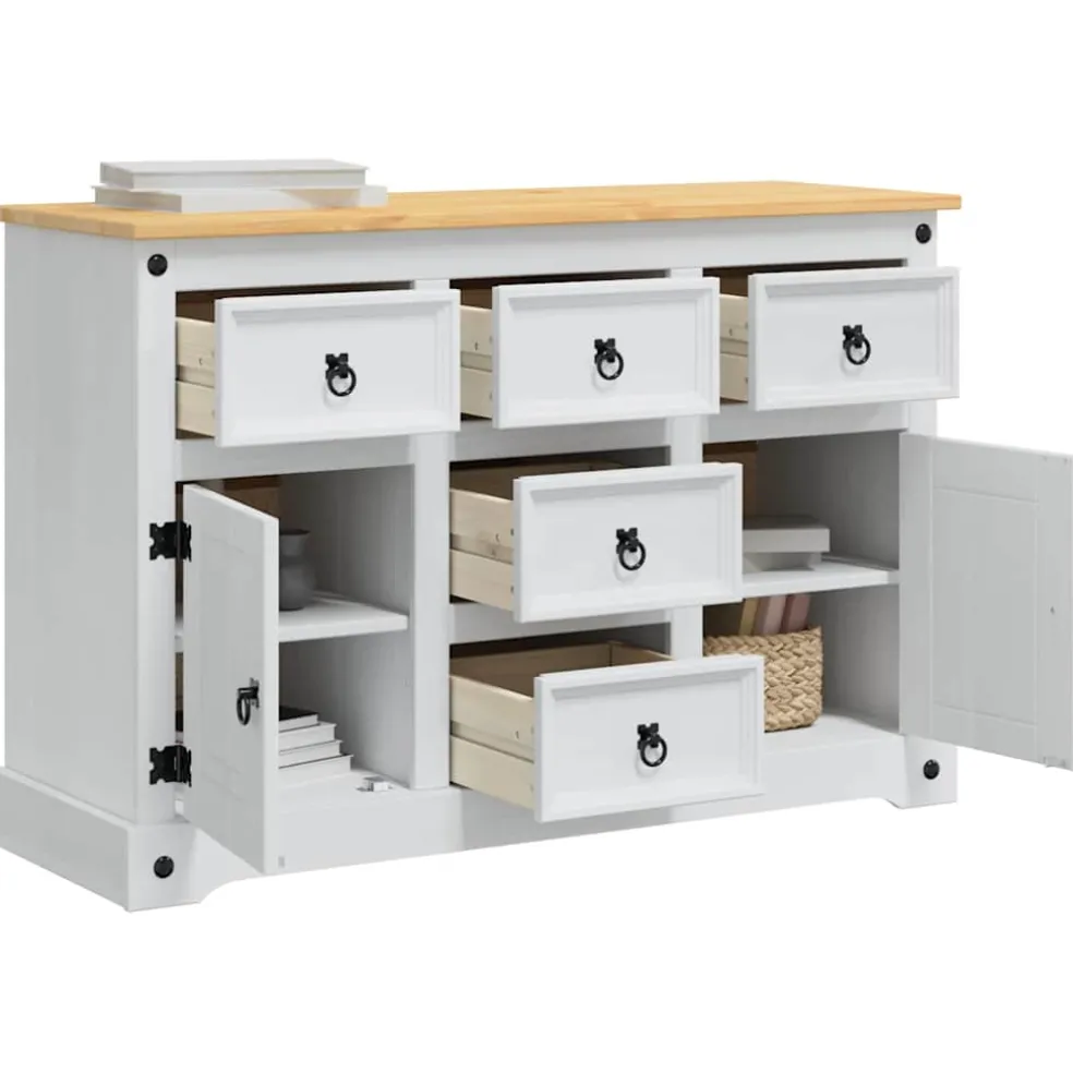 vidaXL Opbergkisten CORONA Wit 112 x 40 x 75 cm Massief grenenhout