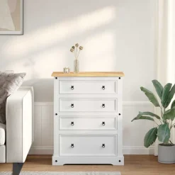 vidaXL Opbergkisten Corona Wit 92 x 48 x 114 cm Massief Vurenhout
