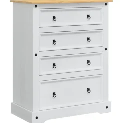 vidaXL Opbergkisten Corona Wit 92 x 48 x 114 cm Massief Vurenhout