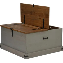 vidaXL Opbergkist HALDEN grijs 91x91x47 cm massief grenenhout