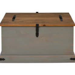 vidaXL Opbergkist HALDEN grijs 91x91x47 cm massief grenenhout