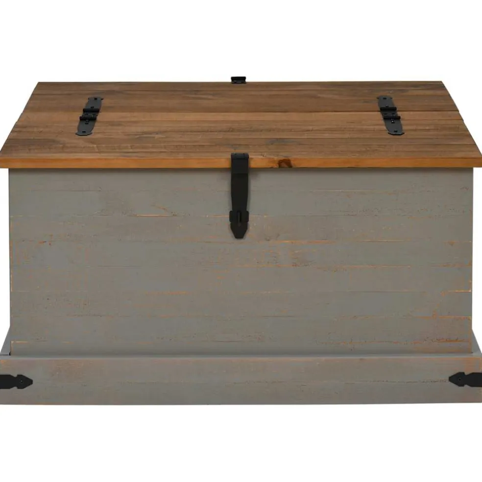vidaXL Opbergkist HALDEN grijs 91x91x47 cm massief grenenhout
