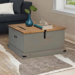 vidaXL Opbergkist HALDEN grijs 91x91x47 cm massief grenenhout