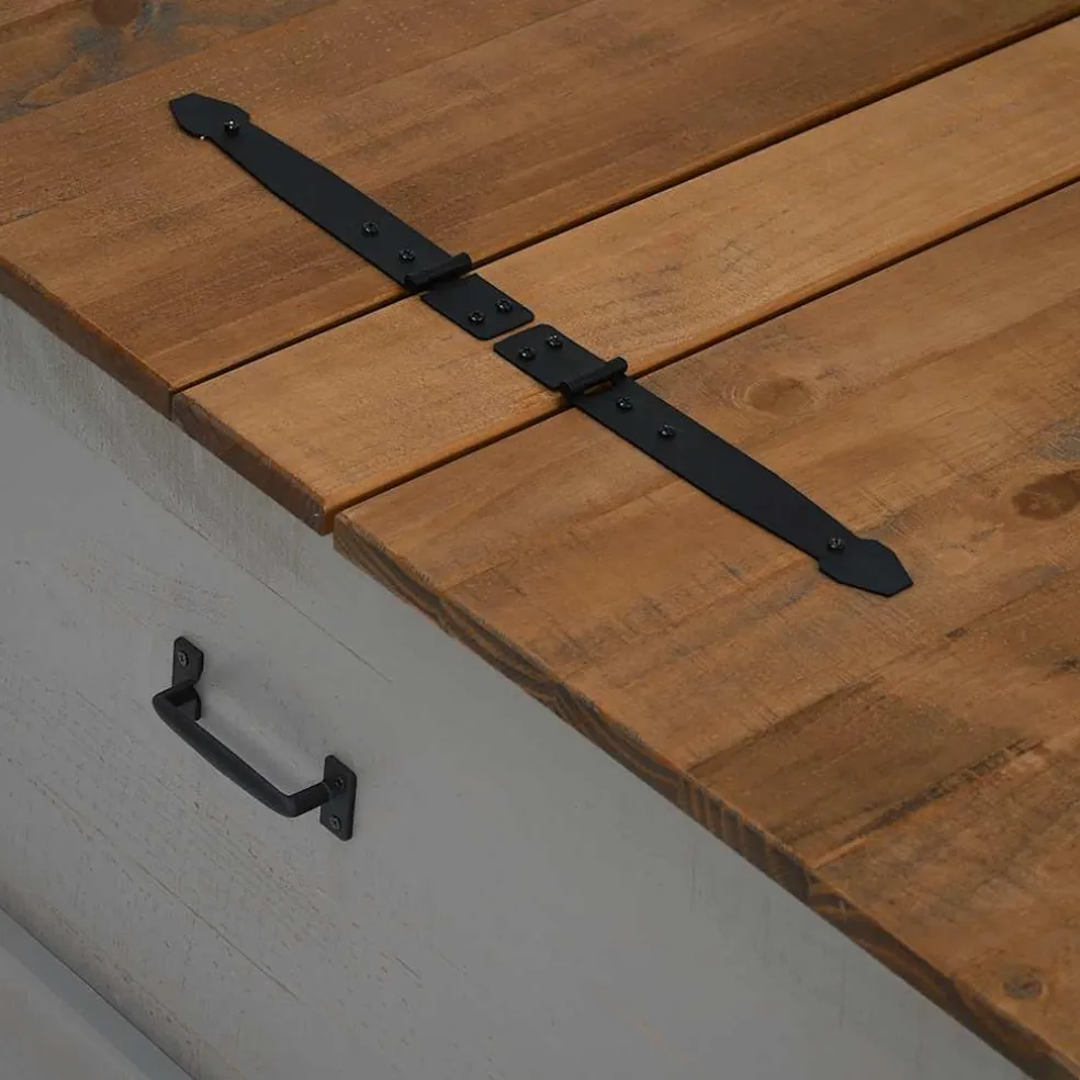 vidaXL Opbergkist HALDEN grijs 91x91x47 cm massief grenenhout