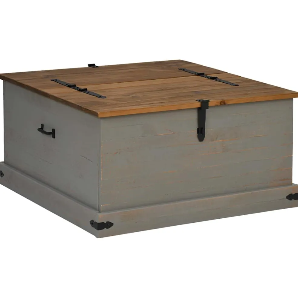 vidaXL Opbergkist HALDEN grijs 91x91x47 cm massief grenenhout