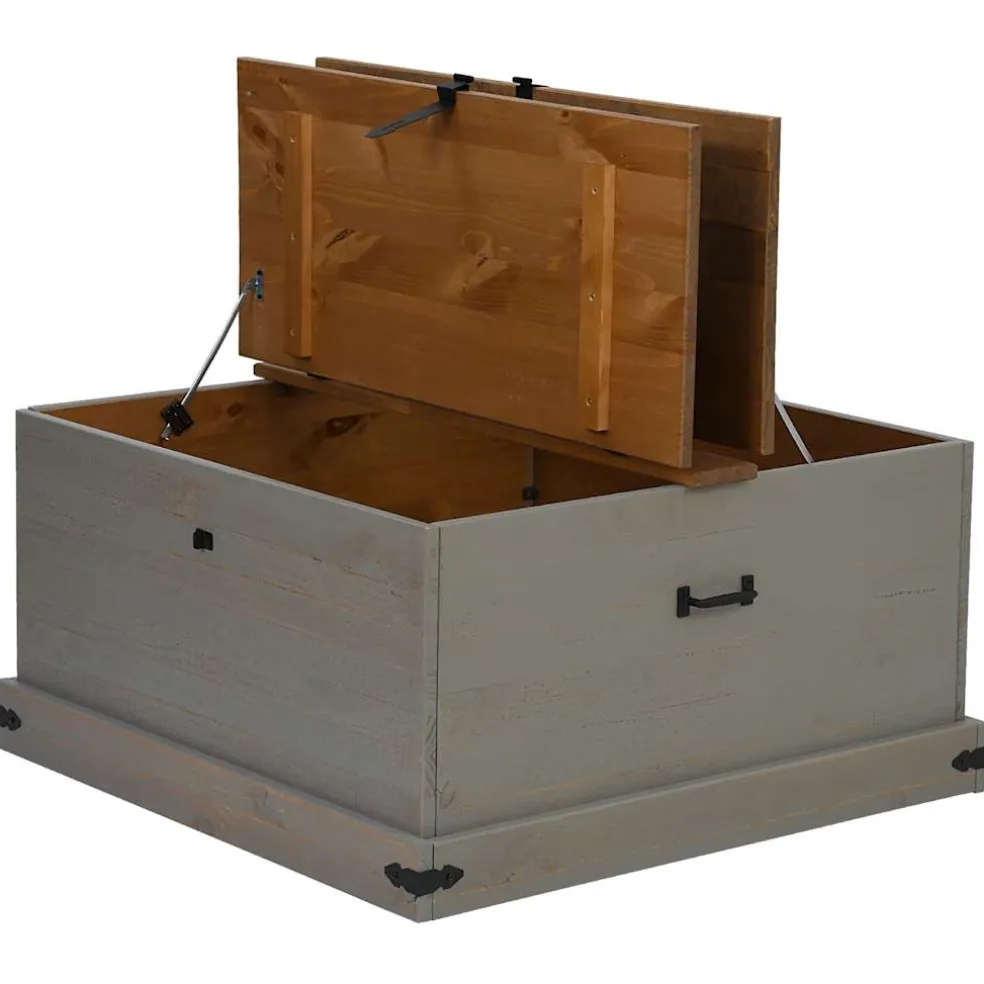 vidaXL Opbergkist HALDEN grijs 91x91x47 cm massief grenenhout