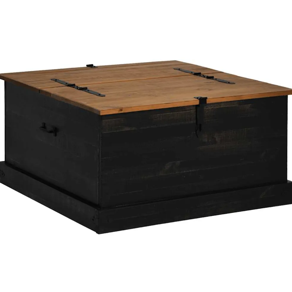 vidaXL Opbergkist HALDEN zwart 91x91x47 cm massief grenenhout