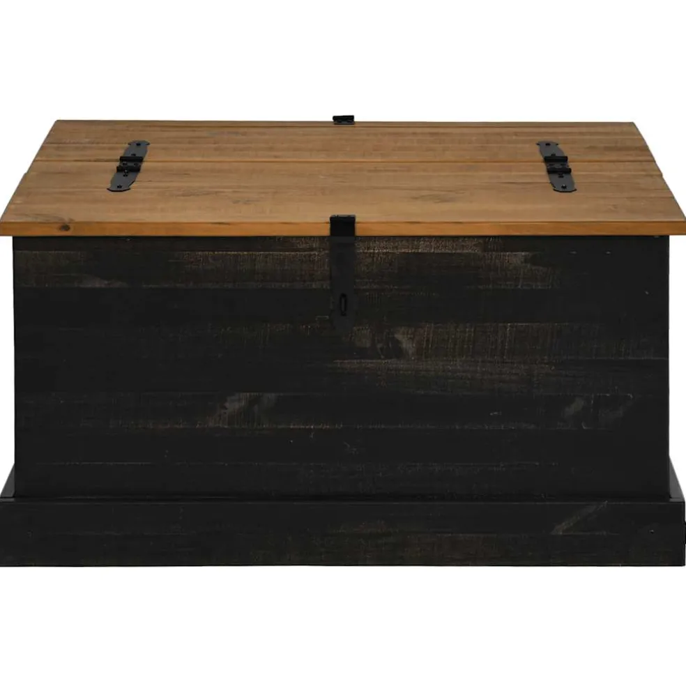 vidaXL Opbergkist HALDEN zwart 91x91x47 cm massief grenenhout