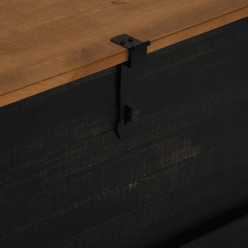 vidaXL Opbergkist HALDEN zwart 91x91x47 cm massief grenenhout
