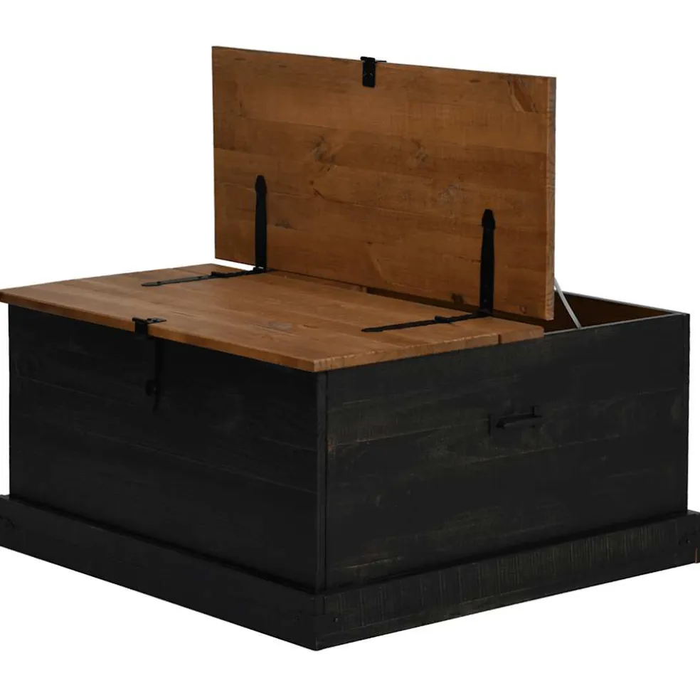 vidaXL Opbergkist HALDEN zwart 91x91x47 cm massief grenenhout