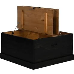 vidaXL Opbergkist HALDEN zwart 91x91x47 cm massief grenenhout