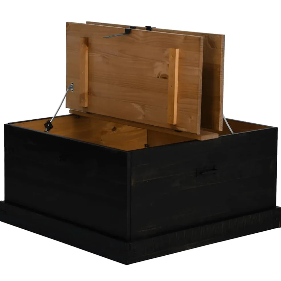 vidaXL Opbergkist HALDEN zwart 91x91x47 cm massief grenenhout