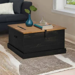 vidaXL Opbergkist HALDEN zwart 91x91x47 cm massief grenenhout