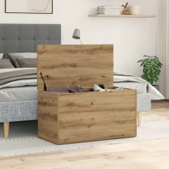 vidaXL Opbergkist 84x42x46 cm bewerkt hout artisanaal eikenkleurig