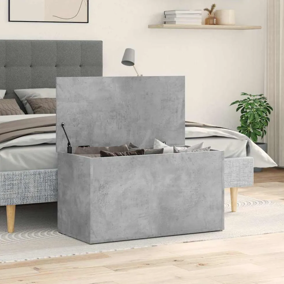 vidaXL Opbergkist 84x42x46 cm bewerkt hout betongrijs