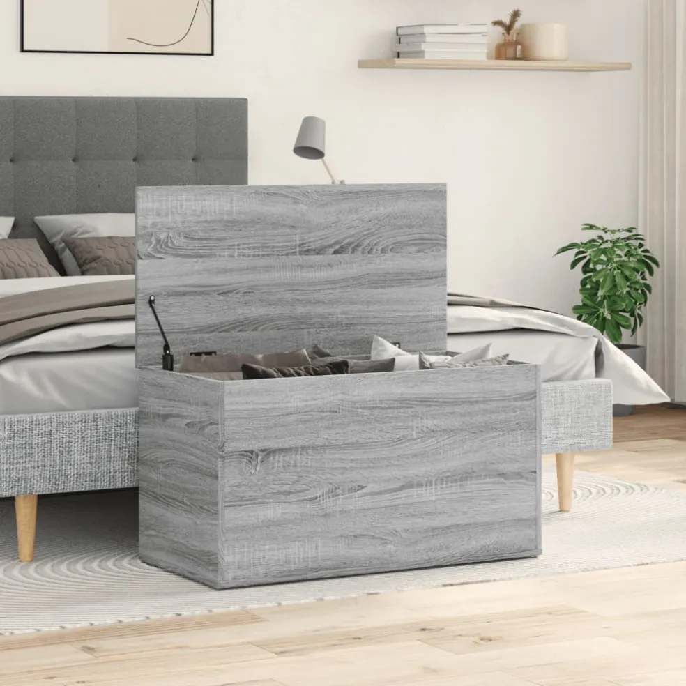 vidaXL Opbergkist 84x42x46 cm bewerkt hout grijs sonoma eikenkleurig
