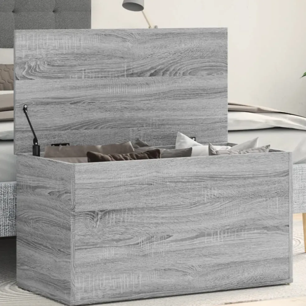 vidaXL Opbergkist 84x42x46 cm bewerkt hout grijs sonoma eikenkleurig