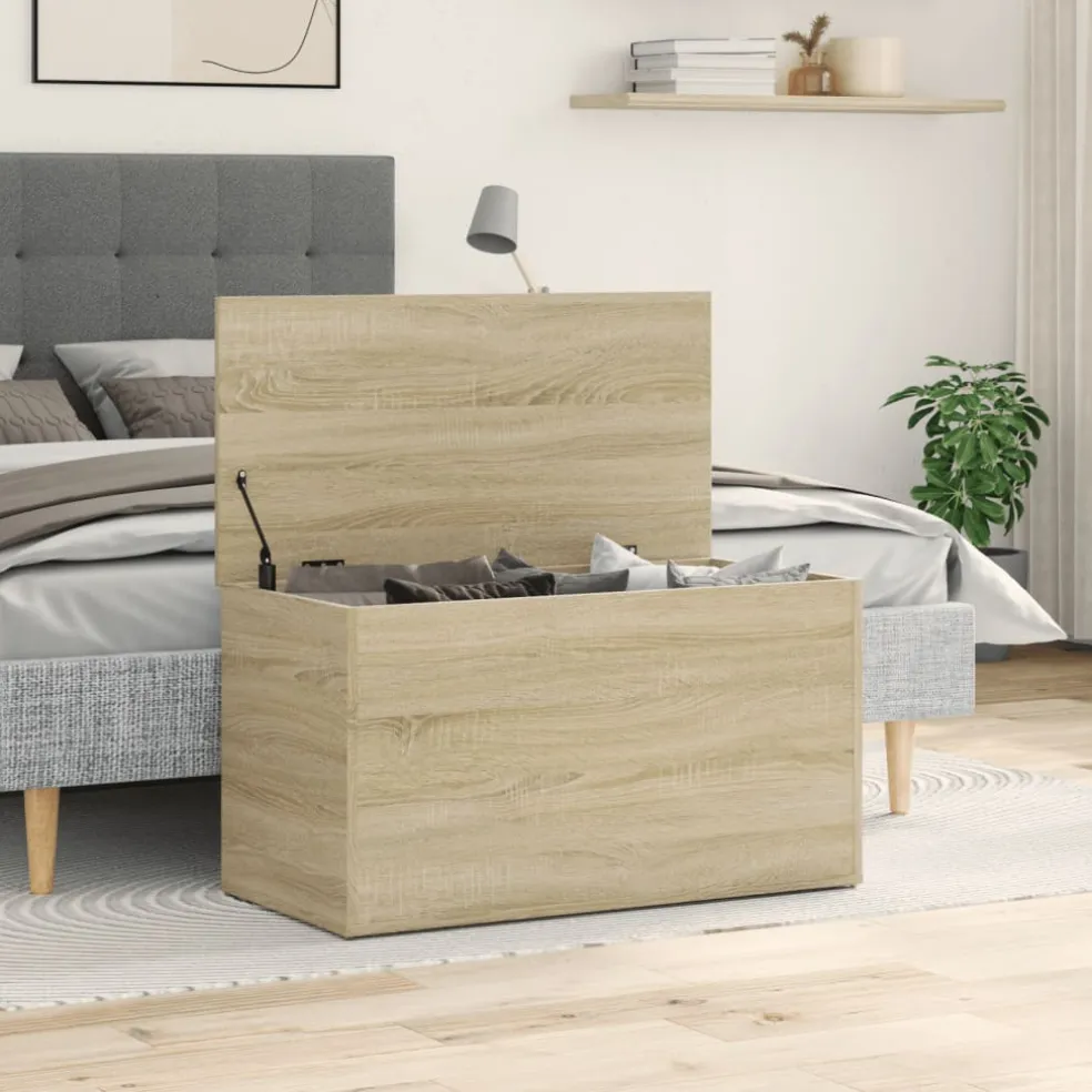 vidaXL Opbergkist 84x42x46 cm bewerkt hout sonoma eikenkleurig