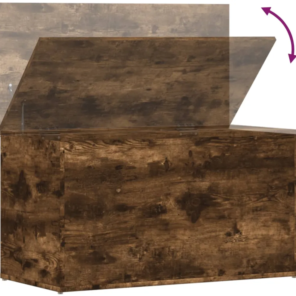 vidaXL Opbergkist 84x42x46 cm bewerkt hout gerookt eikenkleurig