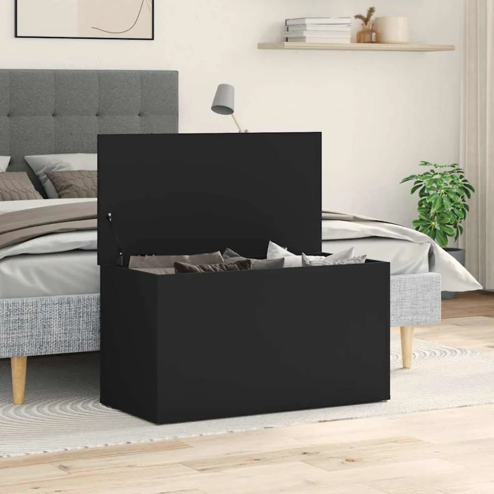 vidaXL Opbergkist 84x42x46 cm bewerkt hout zwart