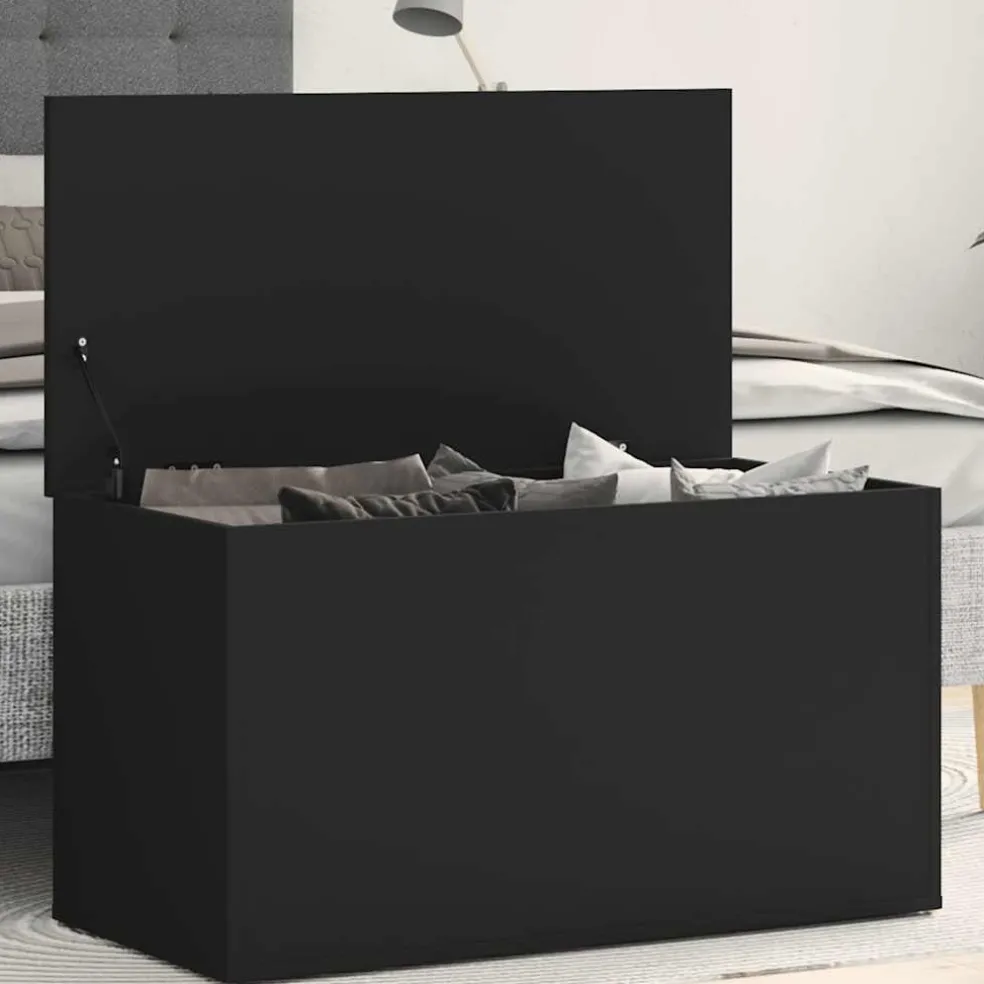 vidaXL Opbergkist 84x42x46 cm bewerkt hout zwart