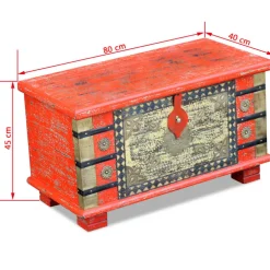 vidaXL Opbergkist 80x40x45 cm mangohout rood