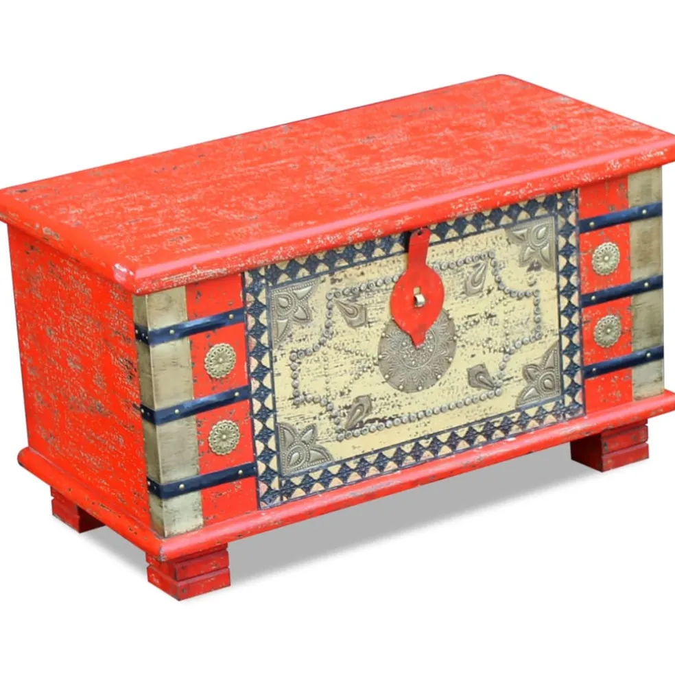 vidaXL Opbergkist 80x40x45 cm mangohout rood