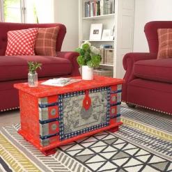 vidaXL Opbergkist 80x40x45 cm mangohout rood