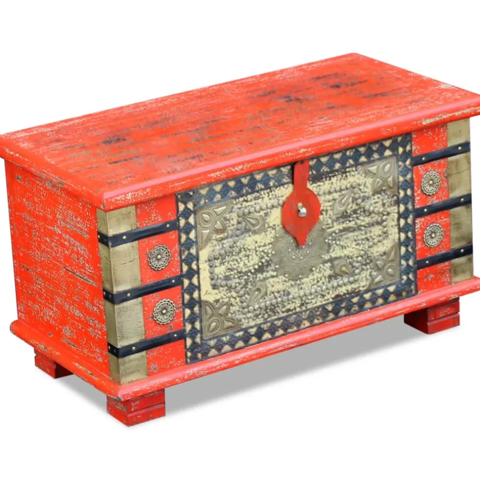 vidaXL Opbergkist 80x40x45 cm mangohout rood