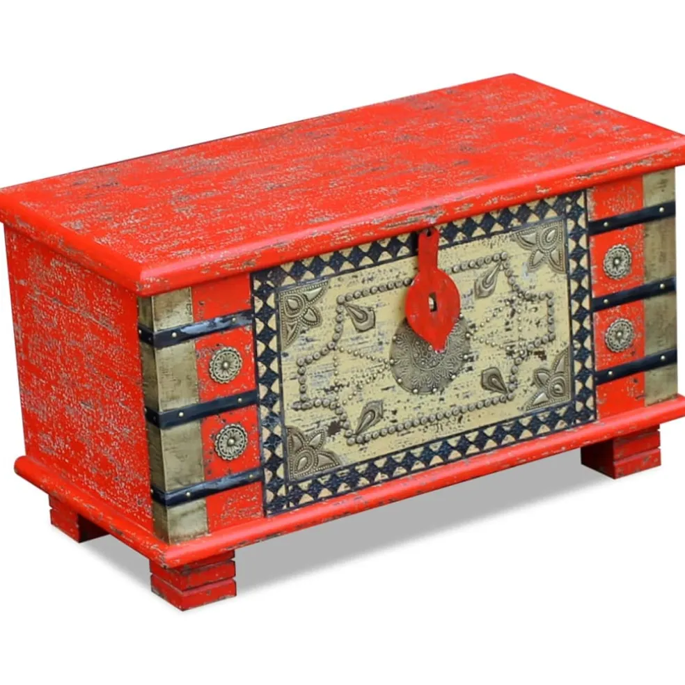 vidaXL Opbergkist 80x40x45 cm mangohout rood