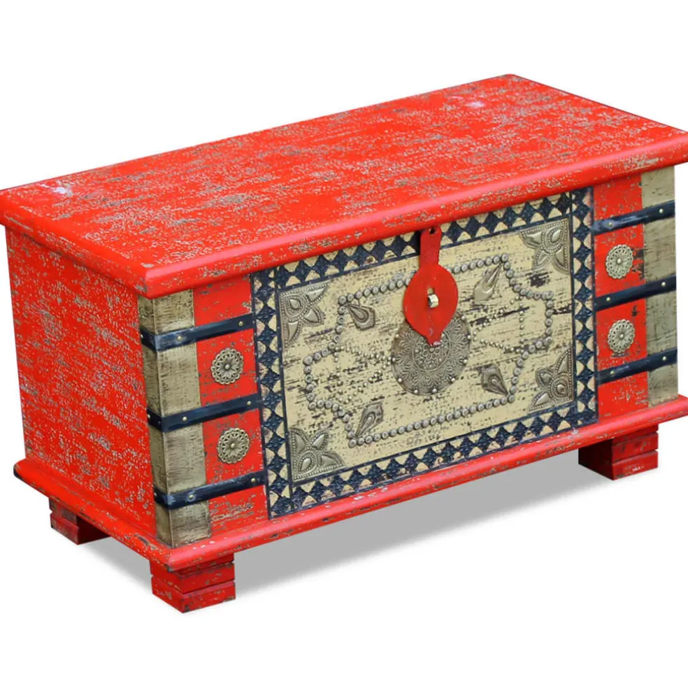 vidaXL Opbergkist 80x40x45 cm mangohout rood