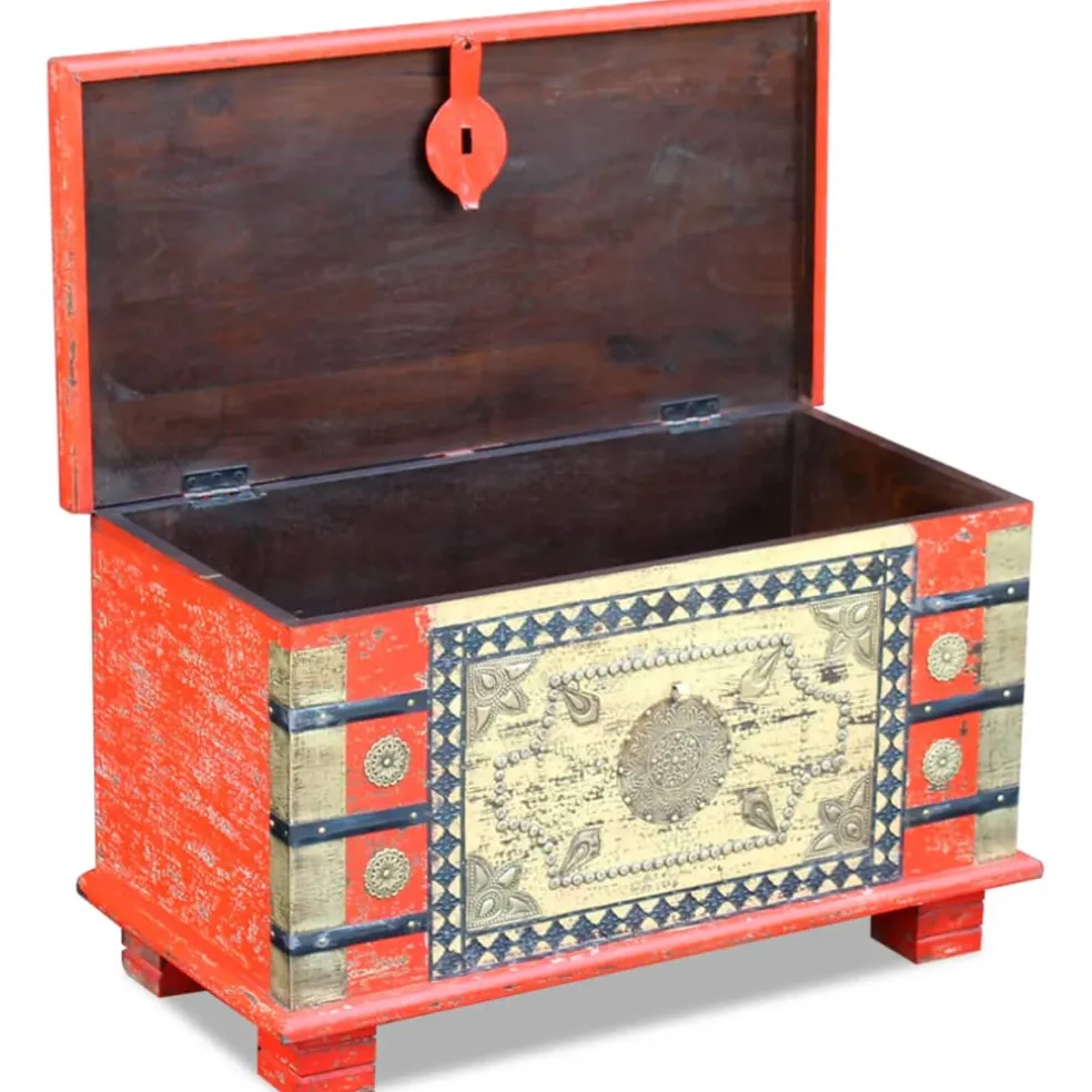 vidaXL Opbergkist 80x40x45 cm mangohout rood